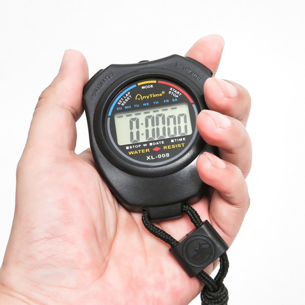 Black Digital Sports Timing Games Stopwatch Timer LCD Display NEW 