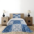 thumbnail image 3 of Ambesonne Navy White Quilted Coverlet 2 Pcs, Portuguese Mosaic, Twin Size, Navy Blue White, 3 of 5