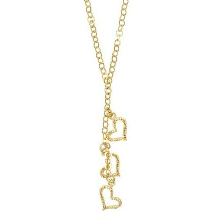 Evalue Jewelry Caribe Gold 14k Gold over Silver 20 inches Textured Heart Necklace