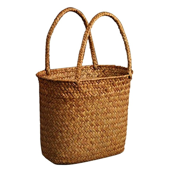 NANDIYNZHI Ladies Bag Woven Bag Summer Beach Rattan Shoulder Bag Bag Handbag Plastic 10.24*7.87*7.09 Inch (Clearance)Textile Storage