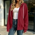 thumbnail image 4 of NominalSnug Zip up Hoodies for Women Full Zip up Long Sleeve Shirts Drawstring Hooded Sweatshirts with Pockets, 4 of 8