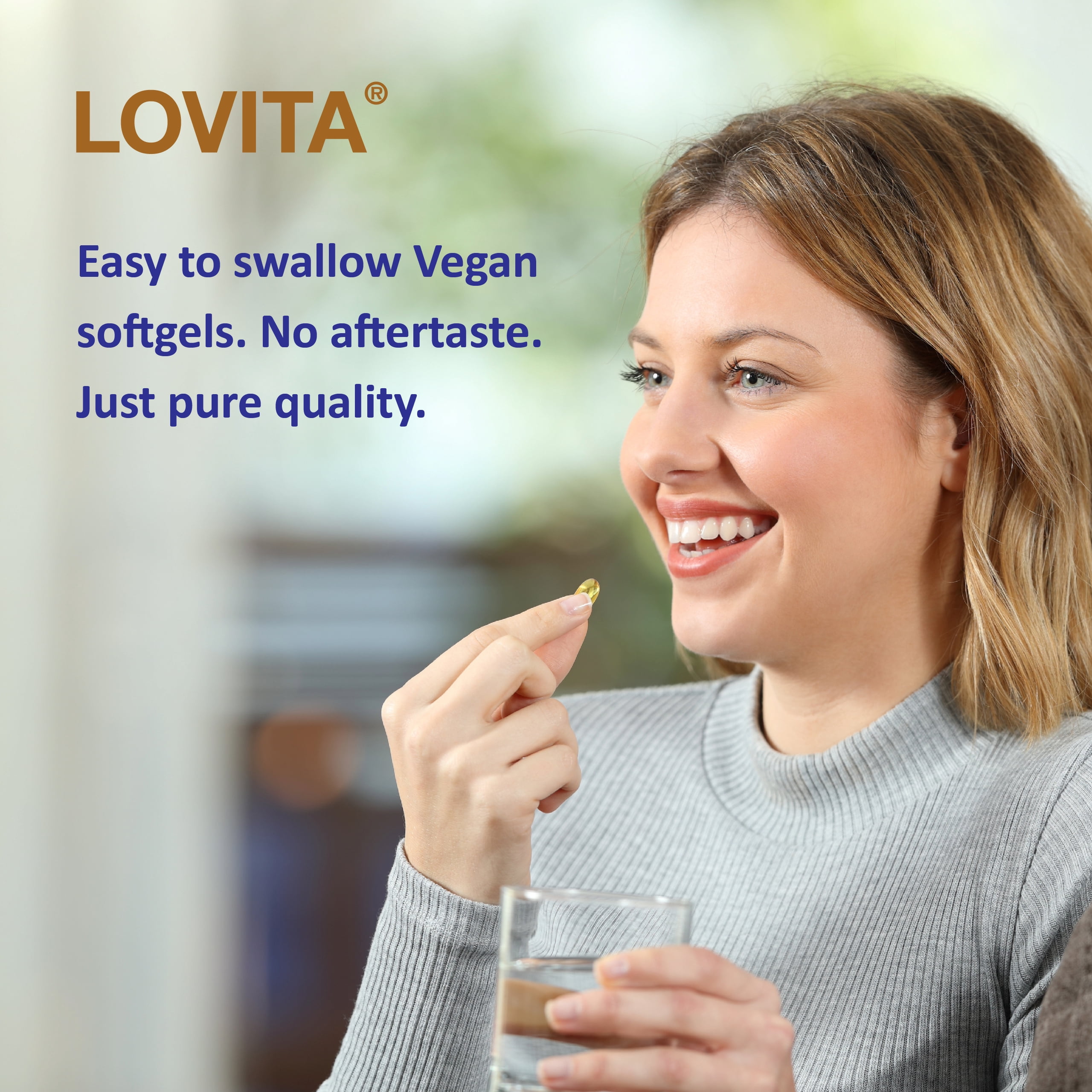 LOVITA 100% Vegan Cold-Pressed Flaxseed Oil: 1500mg with 900mg ALA Omega-3 per Serving. Organic. 180 Softgels.