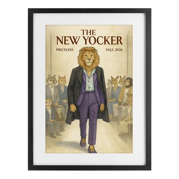 Stupell Industries Victorian New Yocker Lion Model Black Framed Print Under Glass, 14 x 20, by Grotto Studios