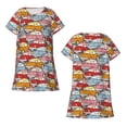 thumbnail image 5 of Salouo Cute Cars Print Short Sleeve Sleepshirt for Womens Comfy Nightgown Scoopneck Cute Nightdress Ruffle -Medium, 5 of 7
