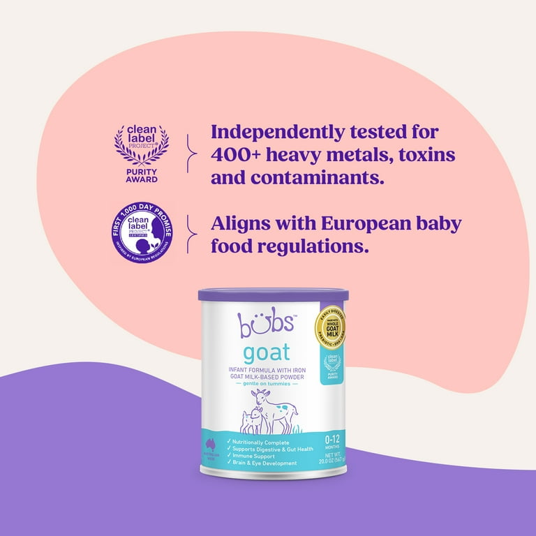 Bubs Goat Milk Infant Formula (0-12 Months), 20 oz. Canister Bubs Goat Milk Infant Formula (0-12 Months), 20 oz. Canister