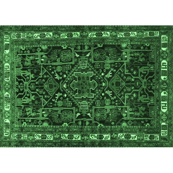 Ahgly Company Indoor Rectangle Animal Emerald Green Traditional Area Rugs, 7' x 9'