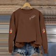 thumbnail image 2 of Fiaer Thanksgiving Women Sweatshirts Turkey Graphic Long Sleeve Pullovers Crew Neck Baggy Trendy Tops Brown XXL, 2 of 5