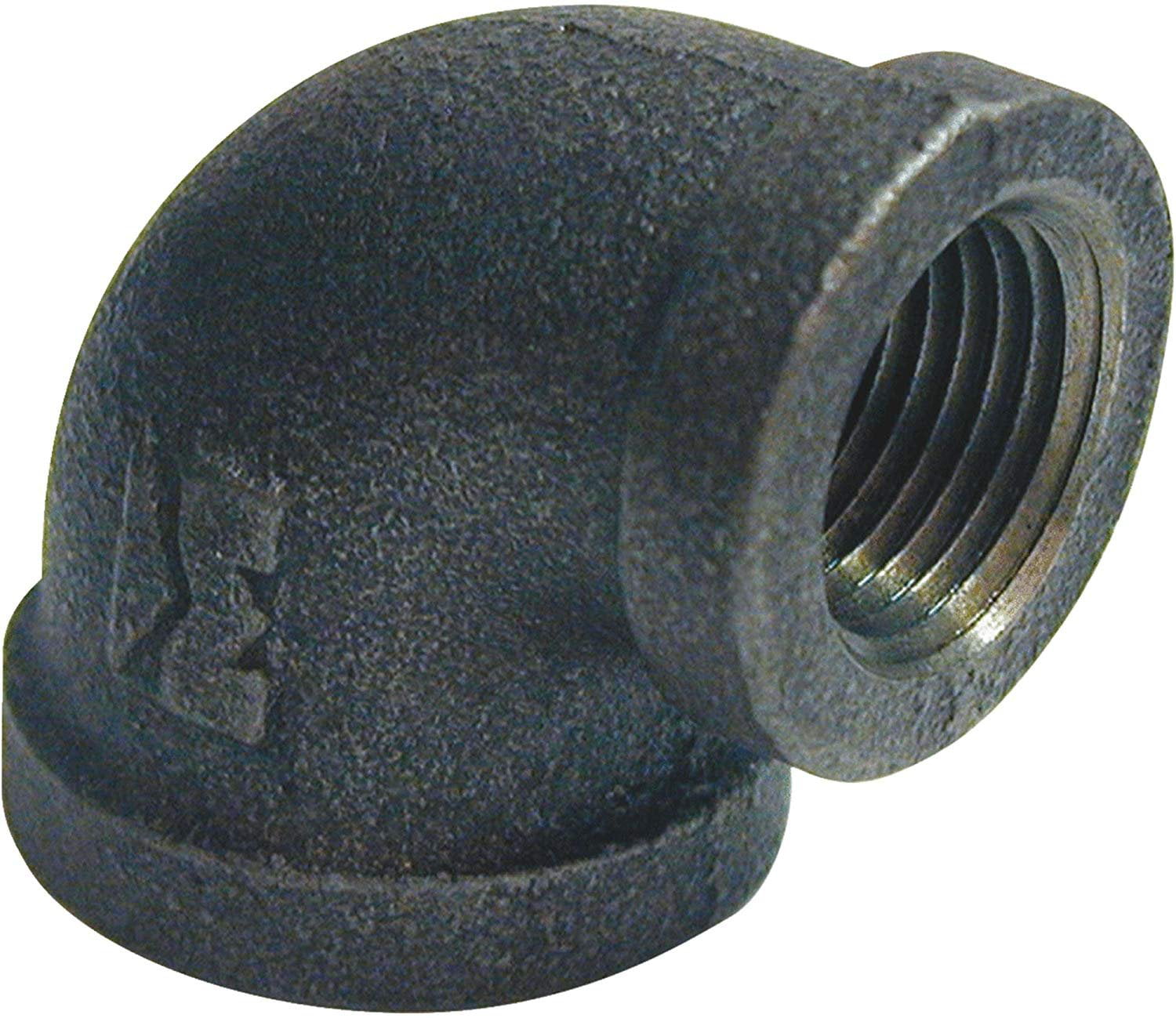1" X 1/2" BSP Reducing Elbow 90° Female/Female Black Malleable Iron Fitting