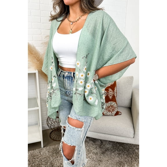 Daisy Embroidered Kimono