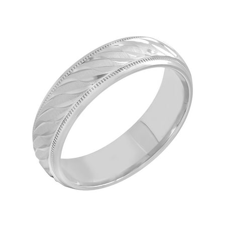 Men’s 6MM Sterling Silver Swirl Pattern Ring – Mens Wedding Band