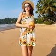 thumbnail image 3 of Rocae Sunflower 5 for Sleeveless Dresses Summer Casual Ruffle Sleeveless Cute Crew Neck Flowy Dress with Pockets, 3 of 7