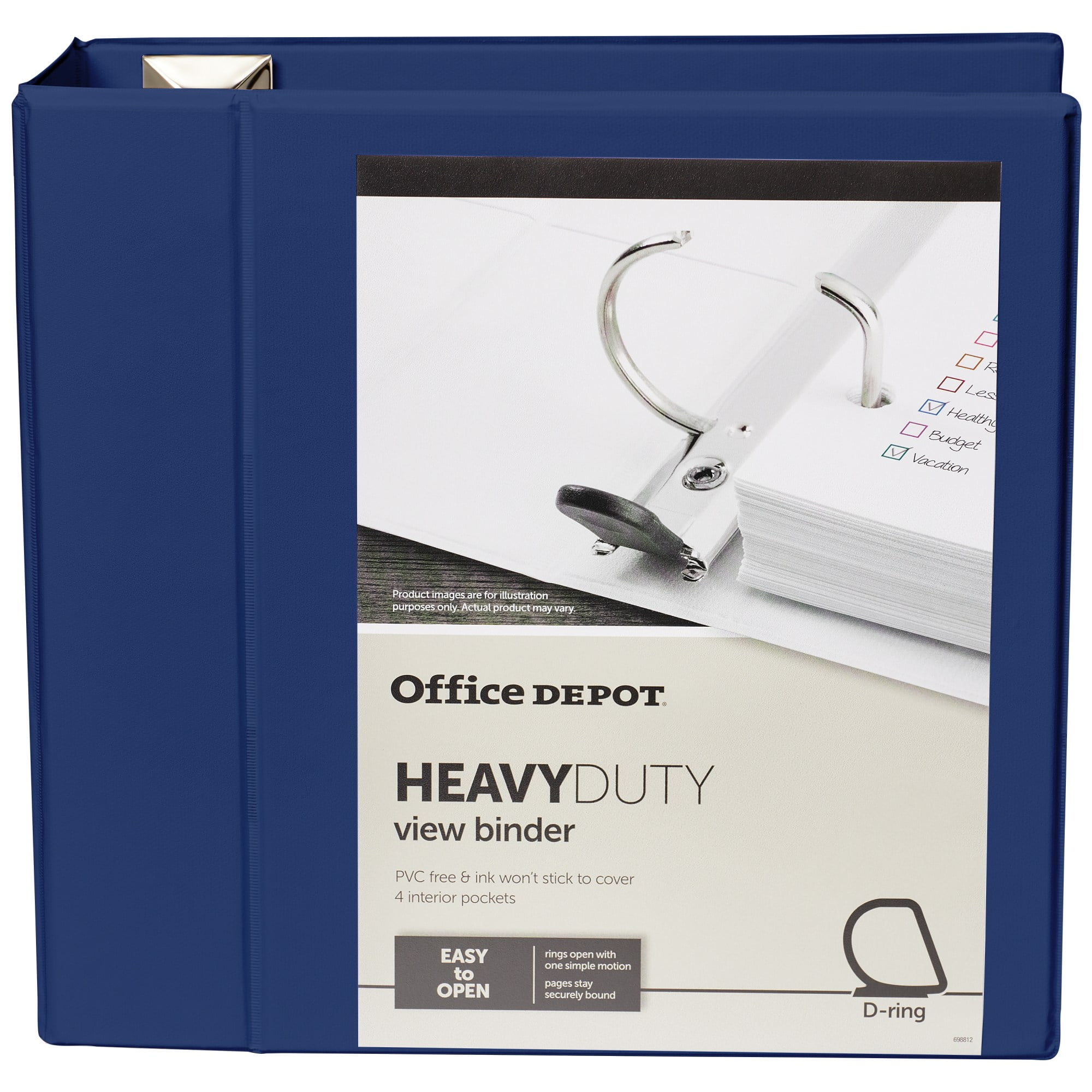 Nonstick Heavy-Duty EZD Reference View Binder, 4