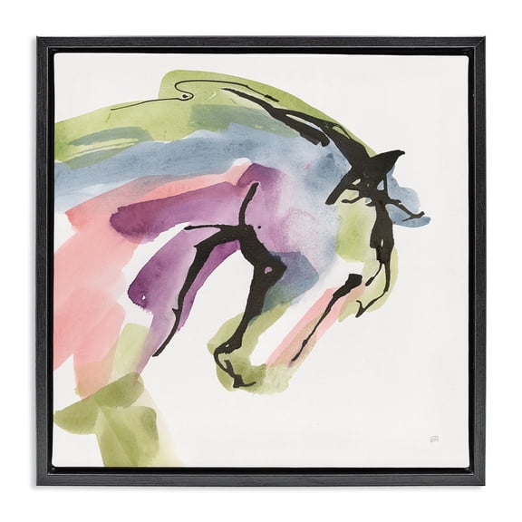 Stupell Industries Modern Brushstroke Horse in Motion Black Floating Frame Canvas Art, 18 x 18, by Chris Paschke