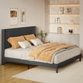 thumbnail image 5 of Aiho King Bed Frame with Storage & Wingback Headboard - Underbed Storage Platform Bed, No Box Spring Needed, Dark Grey, 5 of 10