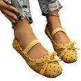 thumbnail image 6 of Willtoo Women Polka Dot Bow Mary Jane Flats Round Toe Elastic Strap Slip On Canvas Shoes Lightweight Soft Sole Casual Ballet Flats, 6 of 6