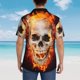 thumbnail image 4 of Fotbe Satanic Skull Camisa Hawaiana para Hombre Unisex – Camisa Casual de Verano con Botones de Manga Corta de Algodón y Lino,Medium, 4 of 7
