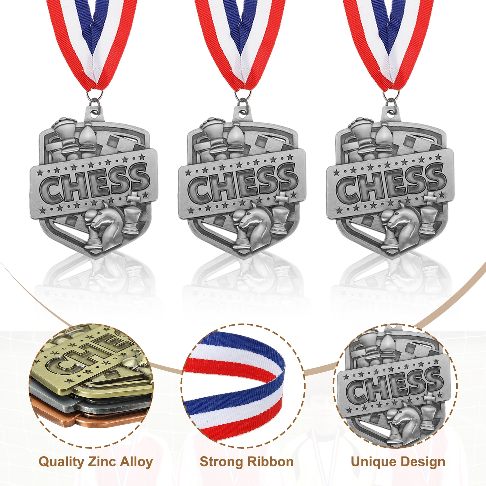 Uxcell Tournament Award Medals with Ribbons, Winner Medals Prizes for Competitions Sports Silver