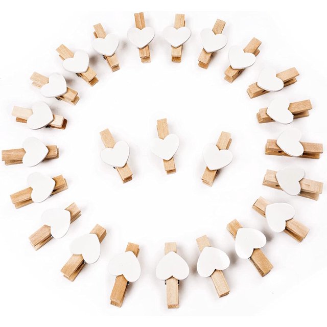 Mini Pinzas Decorativas, 90PCS Mini Pinzas de Madera, Pequeñas Pinzas de Madera para Boda, Navidad, Día de San Valentín, Manualidades, Clip de Fotos, Decoración del Hogar (Amor)