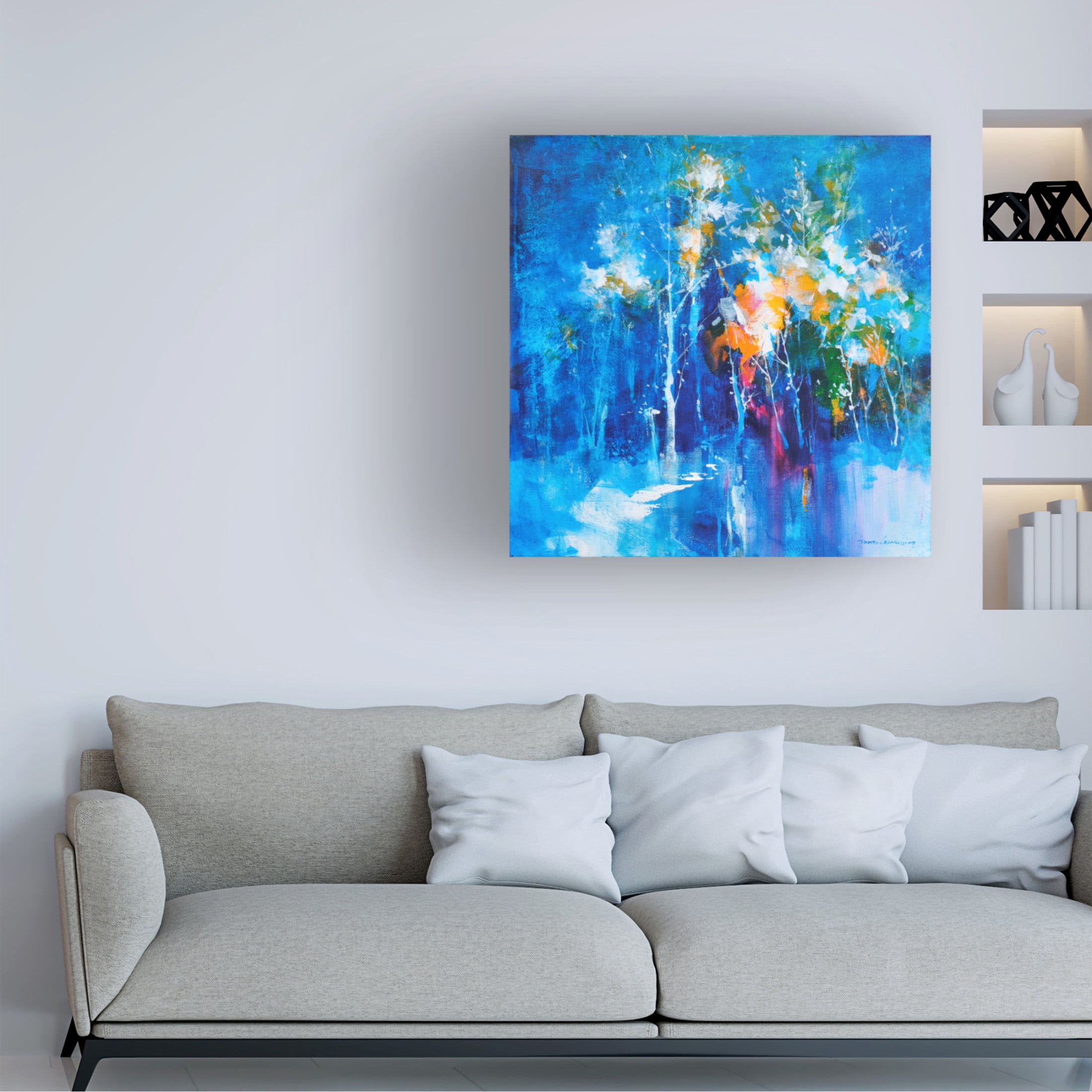 Canvas Wall Art - Thomas Leung 'Winter Blues' Wall Art for Living Room, Bedroom, or Office Décor by Trademark Fine Art - 35 x 35 Inches