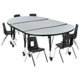thumbnail image 2 of Emma + Oliver Mobile 76" Oval Wave Activity Table Set-12" Student Stack Chairs, Grey/Black, 2 of 15
