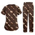 thumbnail image 6 of 2026 Womens Halloween Scrub Set, V-Neck Short Sleeve Top & Pants Medical Uniform for Nurses, Healthcare Workers with Pockets, 01-Brown, XXL, 6 of 6
