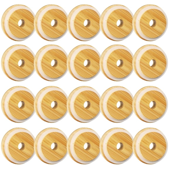 Tapa para recipiente SBMKK de bambú 70 mm con orificio para popote, 20 piezas