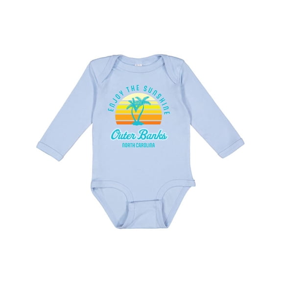 Inktastic Summer Enjoy the Sunshine Outer Banks North Carolina in Blue Boys or Girls Long Sleeve Baby Bodysuit