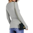 thumbnail image 4 of Fantaslook Fitted Long Sleeve Shirts for Women Stretch Casual Basic Tops Crewneck Ribbed Tees Shirts, 4 of 8