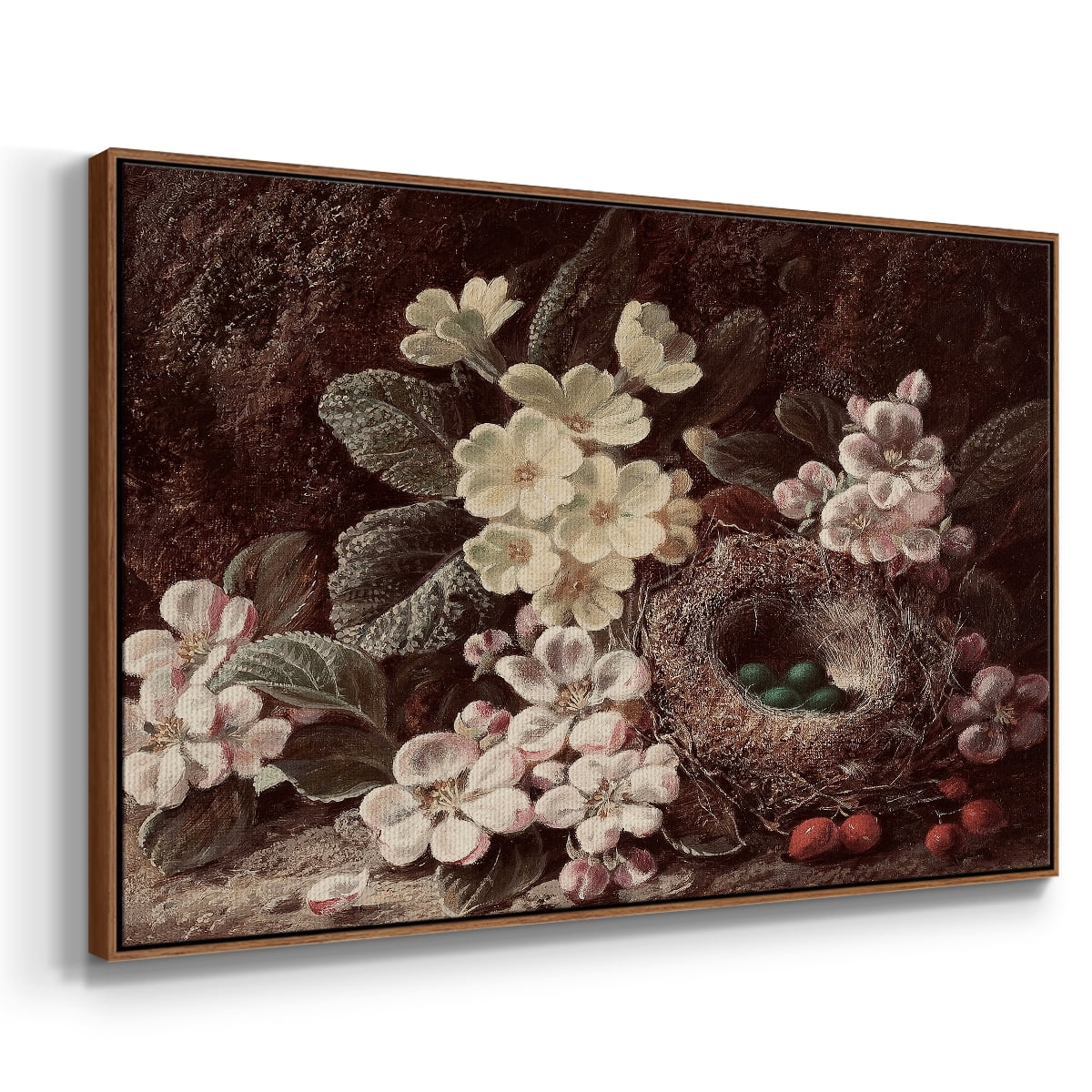 Vintage Botanical Print-LI By Wexford Home Framed in Walnut Wood Gallery Wrapped Canvas 27 in. x 41 in.
