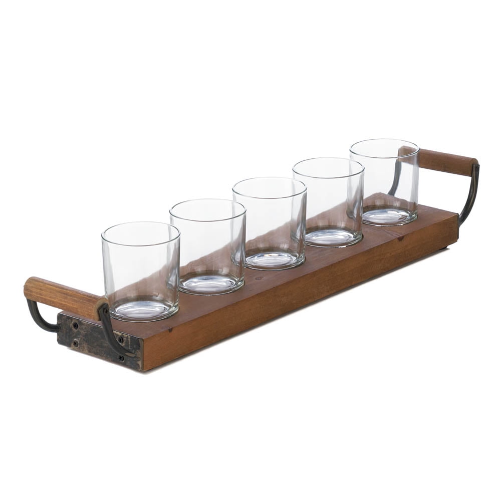wood and glass candle holder