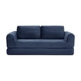 thumbnail image 7 of 2-in-1 Folding Convertible Sofa Bed, Modern Corduroy Sleeper Couch with 2*pillows, Futon Modular Upholstered Boneless Sofa with Pull-Out Bed,Folding Floor Modular Couch for Living Room Blue, 7 of 7