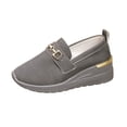 thumbnail image 2 of Sandals Women Comfortable Oofos 70 Off Sale Women's Fashion Casual Spring And Summer Comfortable Shoes Metal Buckle Thick Bottom Wedge Heel Round Toe Closed Toe Sandals Gray, 2 of 9