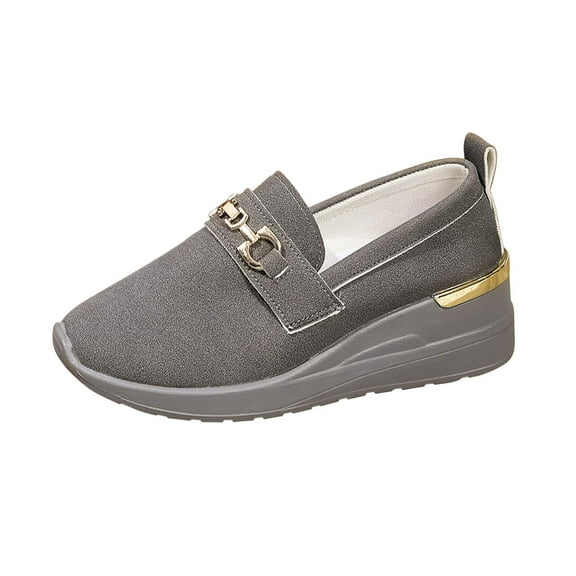 Hopeusnice Sandals for Women Trendy Non-Slip Breathable Thick-Soled Heel Soft Pumps Shoes Women's Sandals PU Materials Summer And Fall Shoes Buckle Round Toe Outdoor Shoes Gray 43