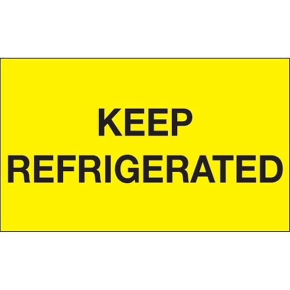 3 x 5 in. - Keep Refrigerated Fluorescent Yellow Labels
