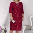 thumbnail image 6 of Joernso Formal Dress Lace Patchwork Women Crochet Flower Bodycon Dress for Wedding, 6 of 7