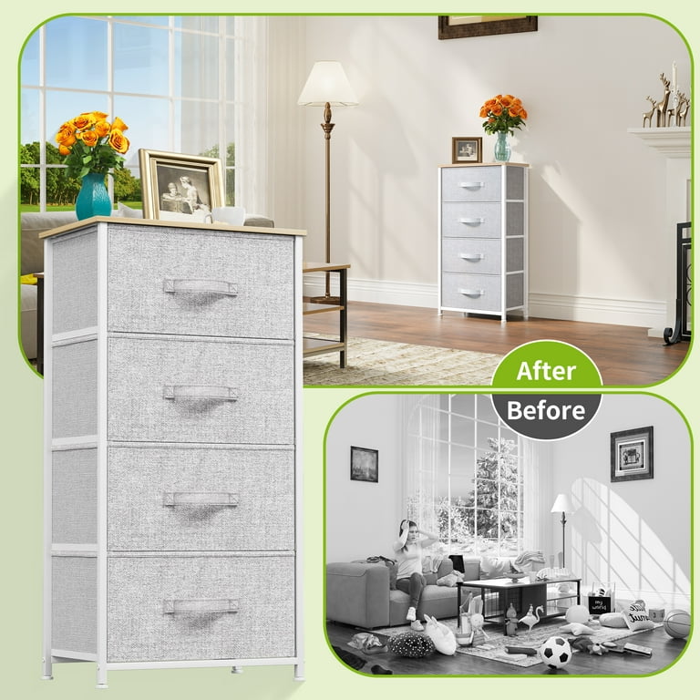 white christmas dresses 3 Drawer Dresser Nightstand, Grey/Light Grey/Rustic Brown main image 1