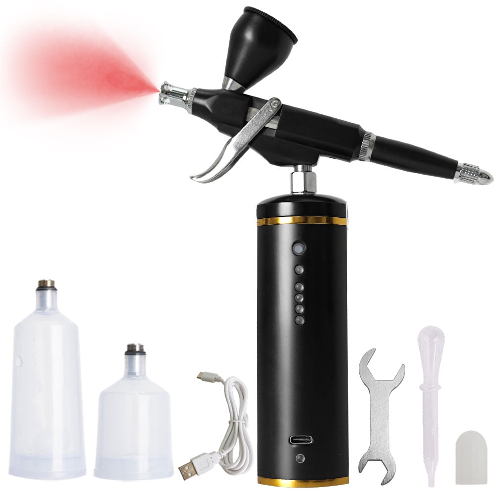 Airbrush Kit with Air Compressor 30PSI Portable Handheld Air Brush Gun  Rechargeable Cordless Airbrush for Nail Art Painting Cake Decor Cookie  Makeup Barber Skin Hydration. black