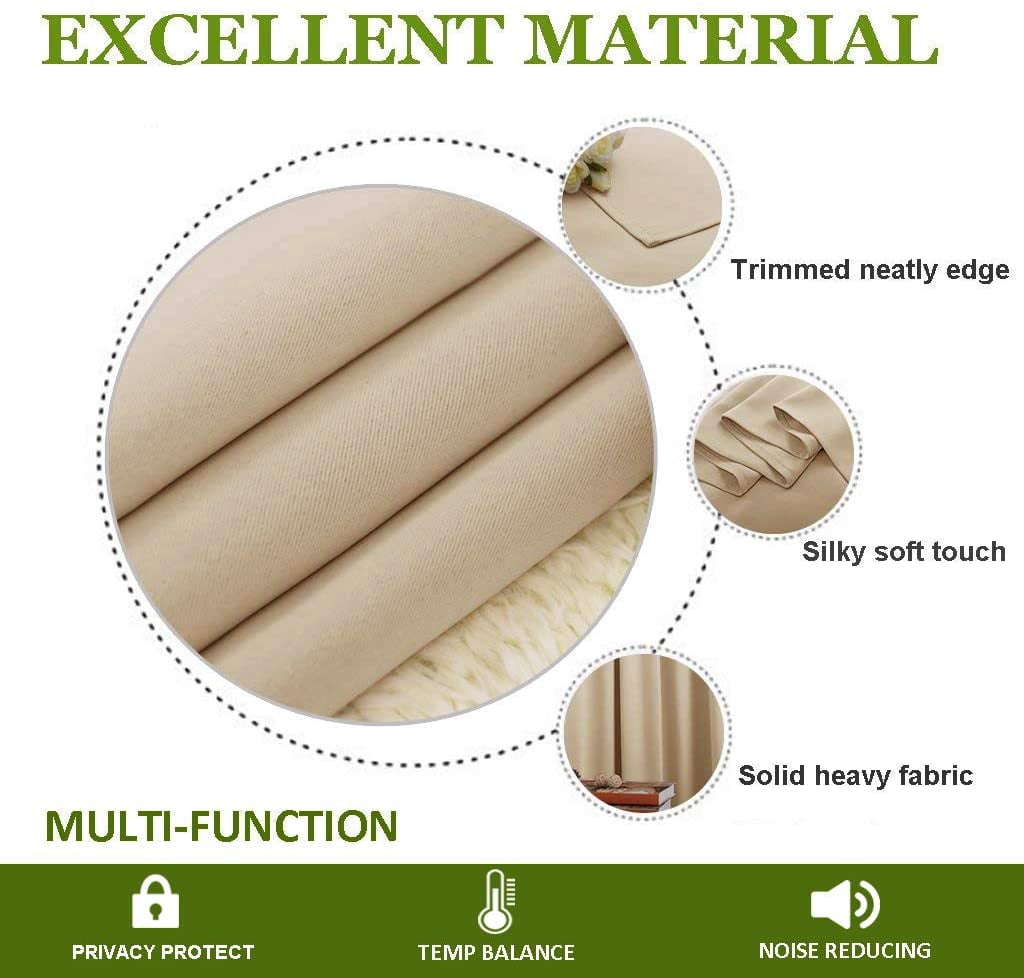 Amay Blackout Double Pinch Pleated Curtains Panel Beige Solid, 100 Inch Wide by 96 Inch Long- 1Panel
