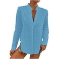 thumbnail image 1 of Moda mujer manga larga cuello vuelto sólido botón linterna manga Tops blusa Fridja  fjkfkj7825, 1 of 9