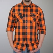 Hot Leathers FLM2007 Mens Orange and Black Long Sleeve Flannel Shirt Large