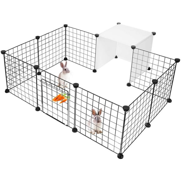 14 Pannels Pet Dog Crates, Small Animal Cage Indoor Playpen Houses Portable Metal Wire Pens Fence (Size of each panel： 14" x 14")