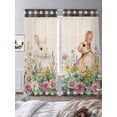 thumbnail image 3 of Easter Bunny Sheer Curtains 96 Inch Length 2 Panels for Living Room, Spring Flowers Leaves Cute Rabbits Pastoral Plants Voile Kitchen Curtain Set, Luxury Privacy Drapes Window Treatment for Bedroom, 3 of 7