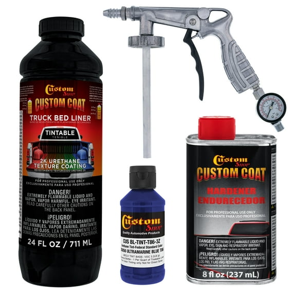 Custom Coat 35056 Ultramarine Blue T86 Urethane Spray-On Truck Bed Liner, 1 Quart Kit with Spray Gun