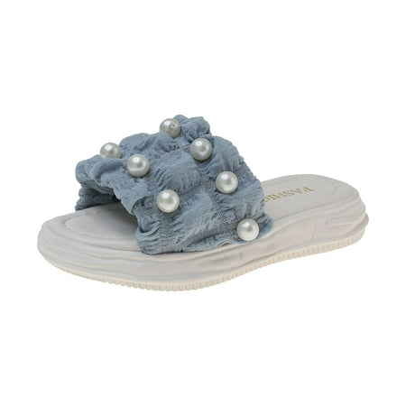 

Pedort Baby Girl Sandals Shoes Toddler Girls Jelly Sandals Soft Rubber Sole Closed Toe Summer Shoes Mary Jane Dress Princess Flat Blue 34