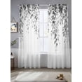 thumbnail image 2 of Grey Eucalyptus Sheer Curtains 84 Inch Length 2 Panels Set, Weeping Botanical Leaf Watercolor Voile Window Treatment Rod Pocket Curtains Sheers Drapes for Bedroom/Living Room/Kitchen 52"x84"x2, 2 of 7