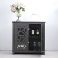 thumbnail image 6 of S-HOME Versatile Hollow-Carved Accent Cabinet, Features 2 Mirrored Doors and Adjustable Interior Shelves, for Kitchen and Dining Spaces, Dark Brown, 6 of 14