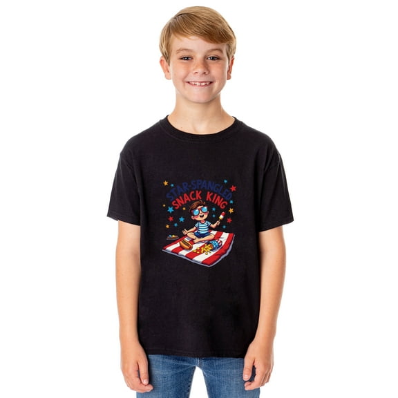 Star-Spangled Snack King Boys' 4th of July Short-Sleeve Parody Funny T-Shirt