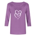 thumbnail image 4 of Plebaso Hauts à Cœur pour Femmes Manches 3/4 Col Rond T-Shirts Décontractés Imprimés chandail-Overs Femmes 2025 Blouses, 4 of 4
