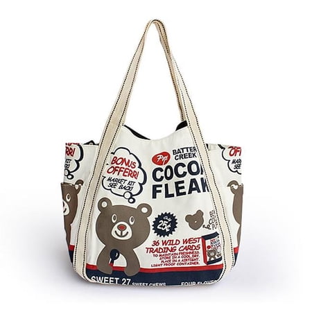 Cocoa Fleak Eco Canvas Shoulder Tote Bag / Shopper Bag / Multiple Pockets