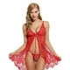 thumbnail image 5 of Sexy Lace Mesh Mini Dress, See Through Deep V Split Spaghetti Strap Babydoll, Women's Lingerie & Underwear, 5 of 5
